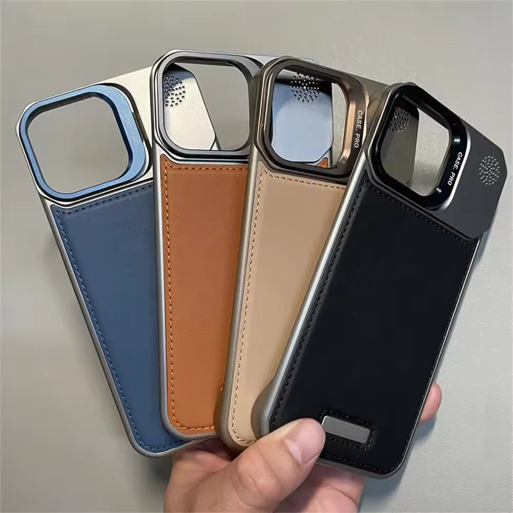 Metal Lens Holder Frameless Anti-Leather Magnetic Diffuser Phone Case for IPhone 13 12 Pro Max 15 14 16 Plus Drop Resistant Case