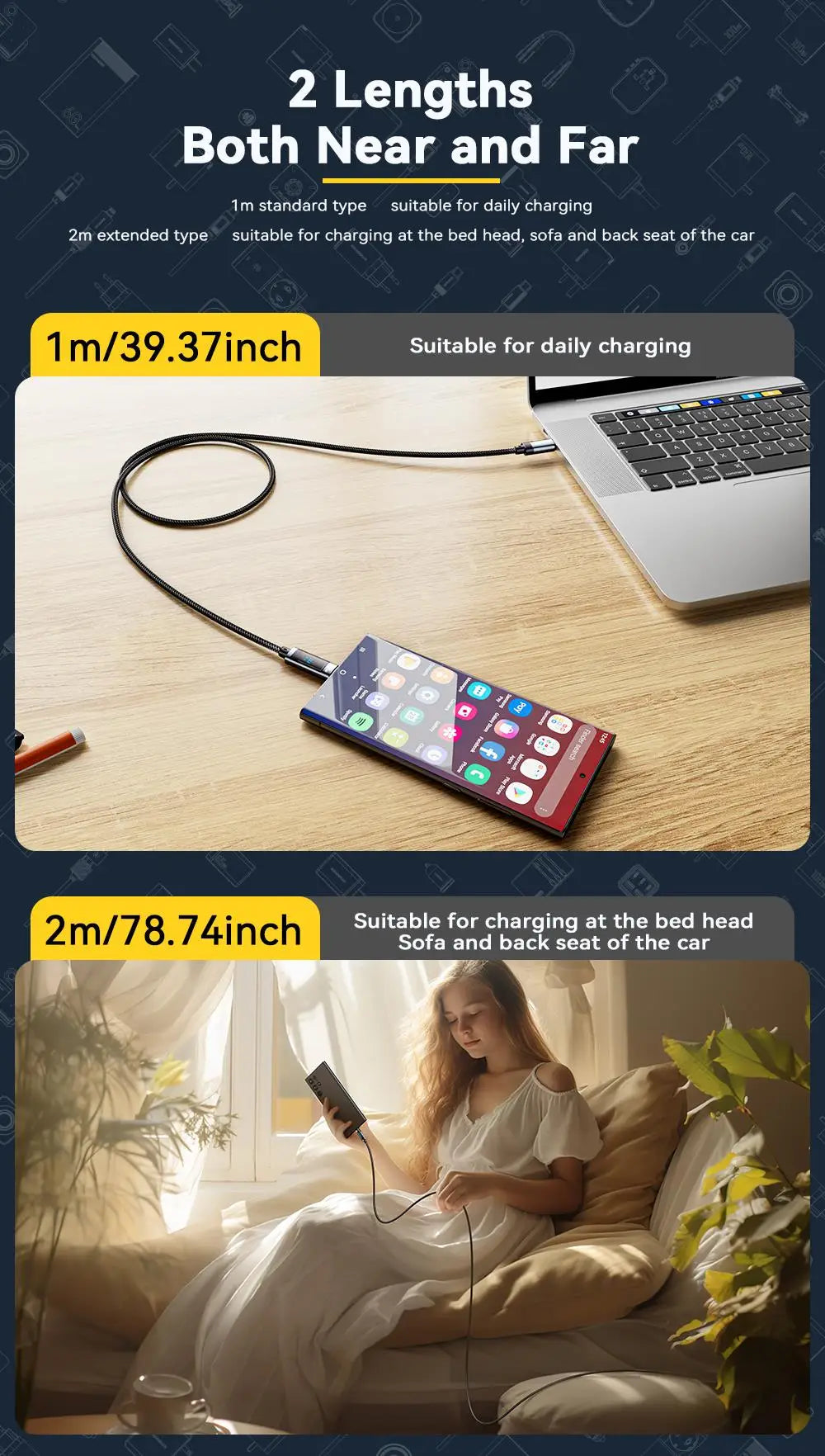 Essager 240W USB Type C To USB C Cable 100W PD 3.1 Fast Charging Charger Wire For iPhone 15 Pro max Macbook Pro Xiaomi Samsung