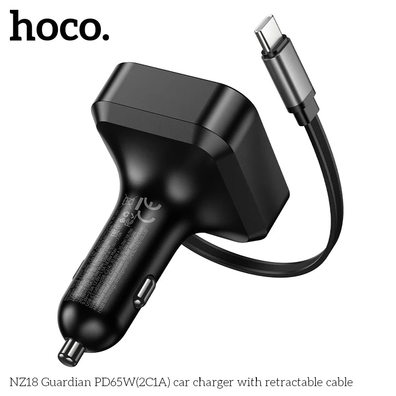 Retractable Car Charger HOCO NZ18 – 65W PD USB-C