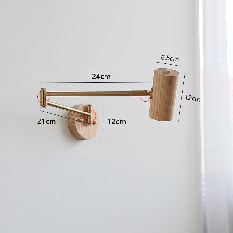 QUASHION Modern Wall Lamp – Rotatable Wood & Iron Sconce