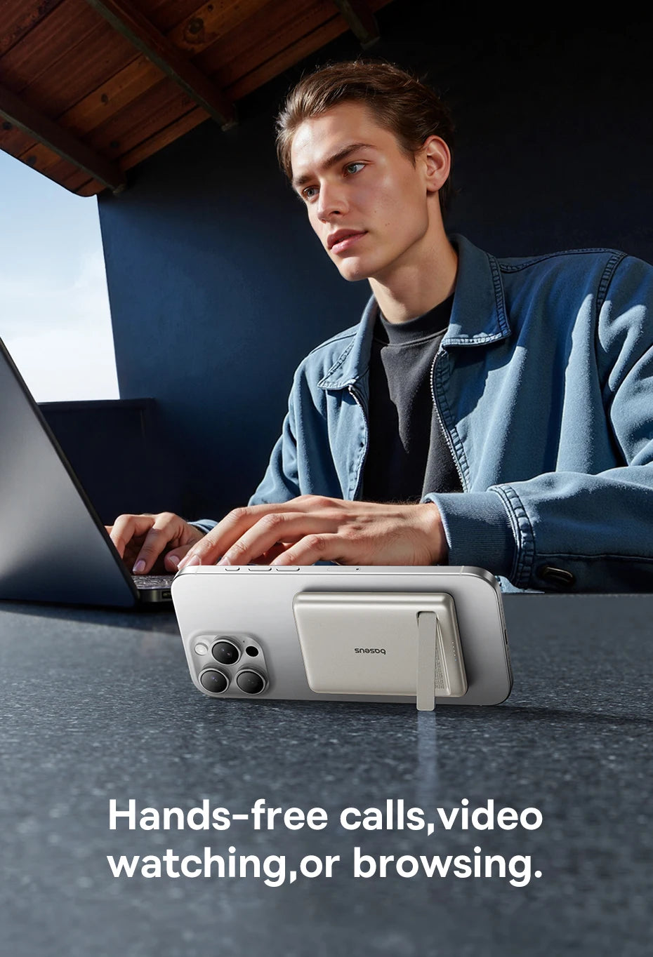 Baseus 5000mAh Magnetic Power Bank – Wireless & PD Fast Charging with Kickstand