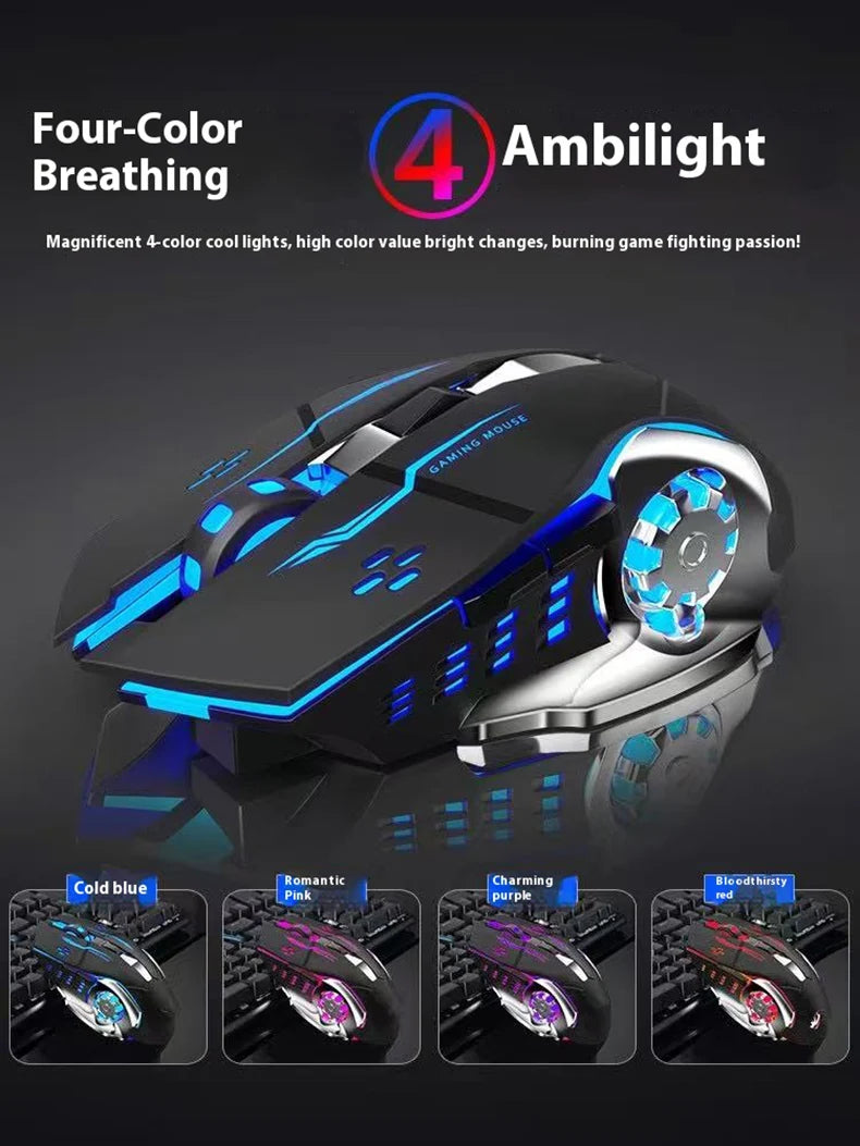 Wireless Rechargeable Mouse – Gaming Backlight, Bluetooth & USB for PC
