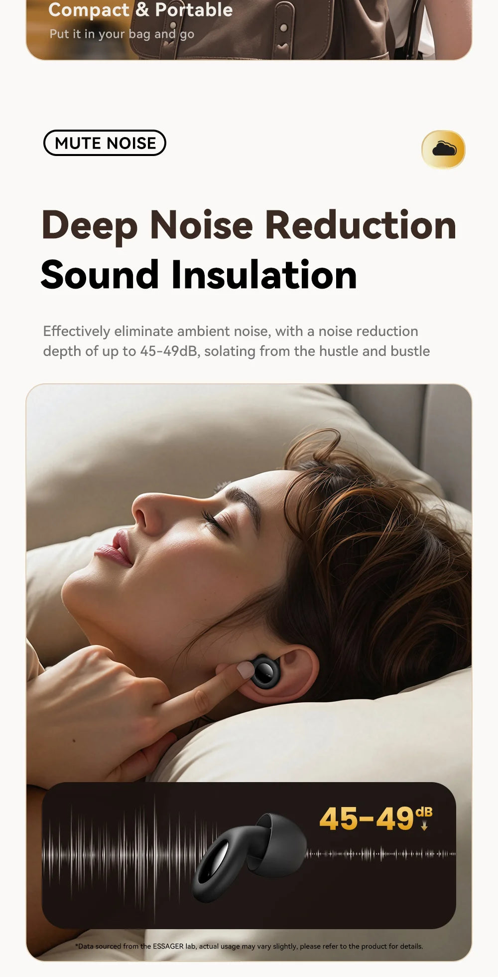 Essager Ear Plugs for Sleeping 49dB Noise Cancellin Reusable Silicone Earplug Hearing Protection for Concert Sleep Noise EarPlug