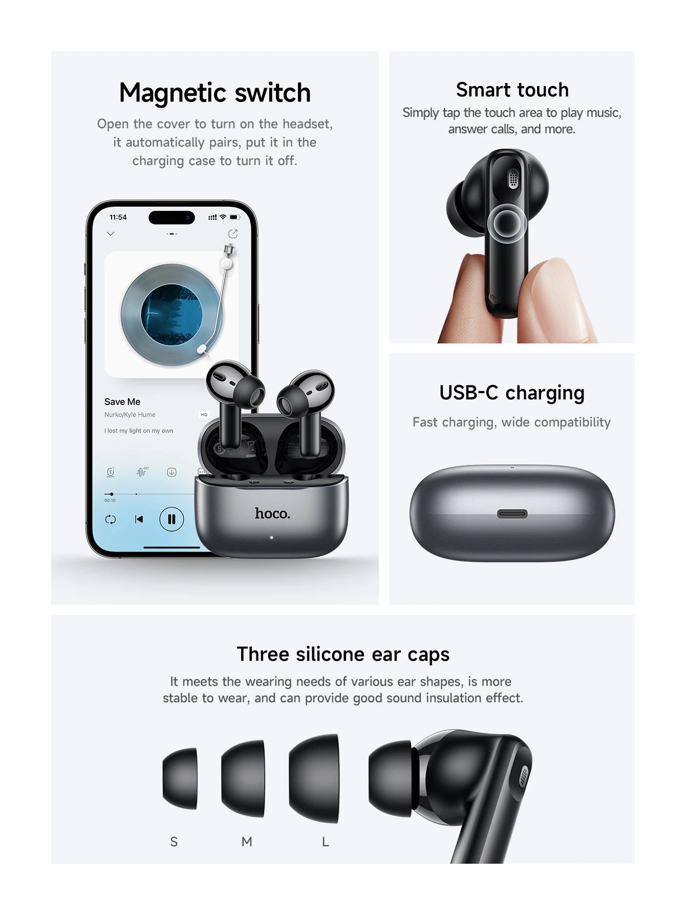 True Wireless HOCO EQ27 Earbuds – ANC & Mic