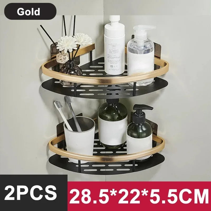 Aluminum No-Drill Shelf – Bathroom & Kitchen Wall Storage Organizer