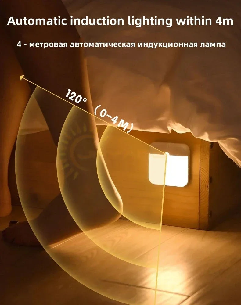 Motion Sensor Night Lamp – USB LED Light for Stairs, Closet, Hallway, Bedroom