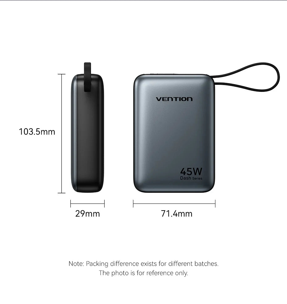 45W Portable Power Bank – 20000mAh Fast Charger for Phones