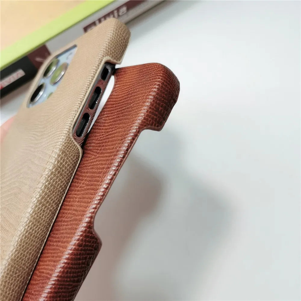 Luxury Business Lizard Skin Pattern Couple Hard Case For Iphone 17 16 14 15 11 12 13 Pro Max PU Leather Cover Fundas