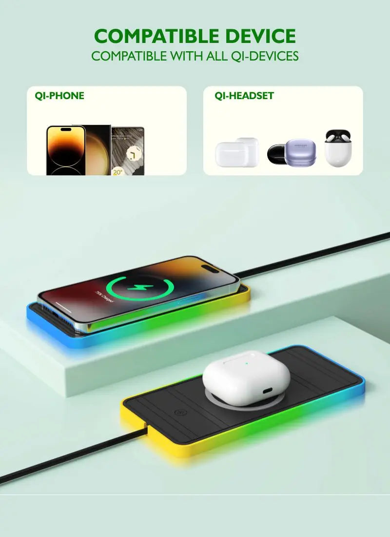 Silicone Car Wireless Charger – 15W, Non-Slip Pad