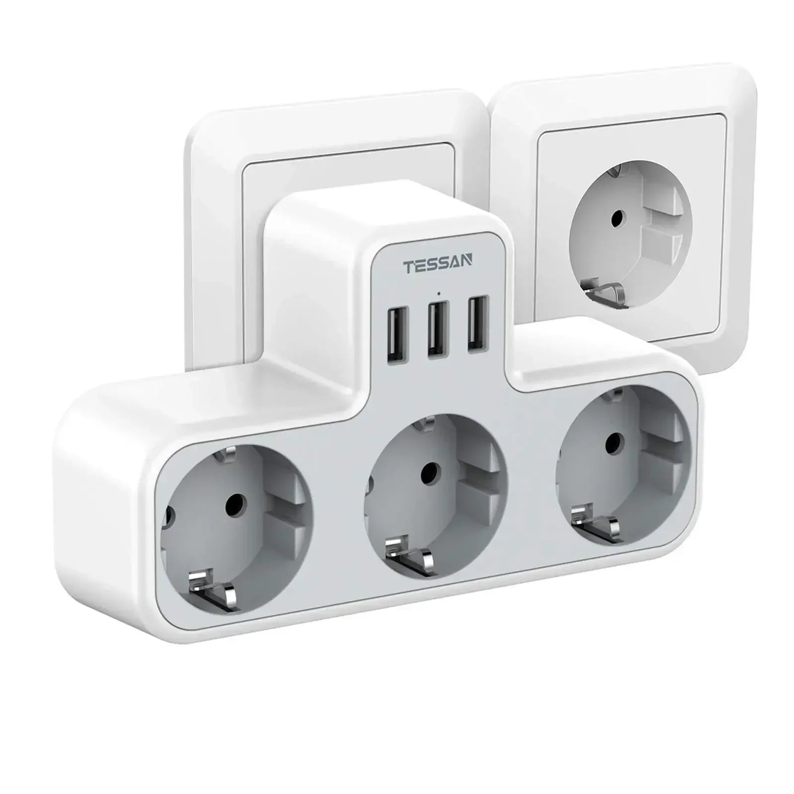 TESSAN Wall Power Strip – USB Ports & Overload Protection