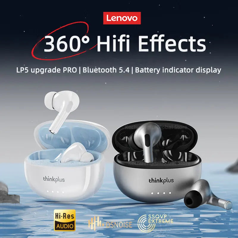 Lenovo LP5 Pro Wireless Earbuds – Bluetooth 5.4, HiFi Stereo Sound & Gaming Mode