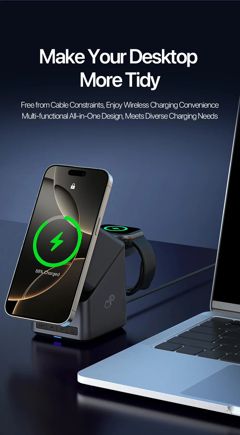 4-in-1 Magnetic Auto-Rotation Wireless Charger – iPhone, Apple Watch & AirPods