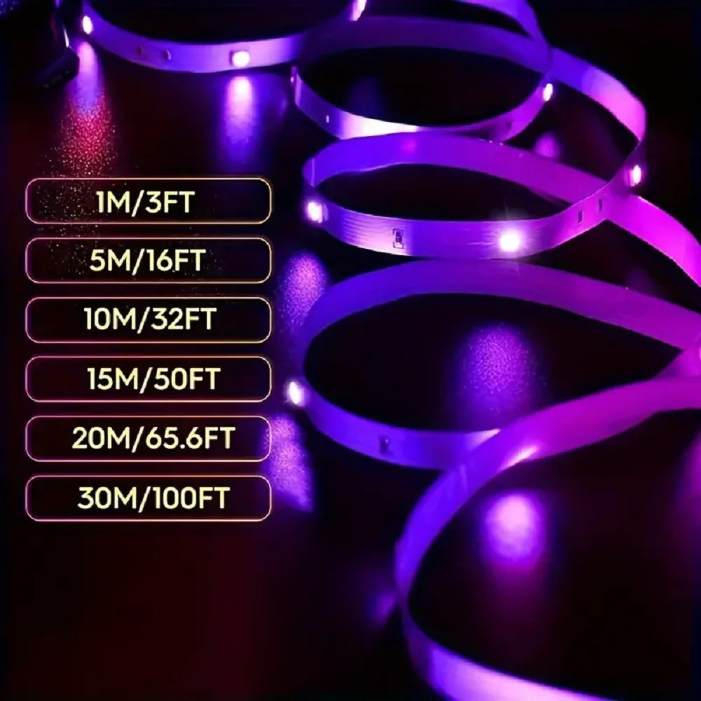RGB 5050 Bluetooth LED Strip Lights – Smart App-Controlled Color Changing LED Light Strip (10M–30M)