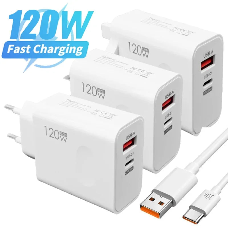 120W USB-C PD Charger Kit – Fast Charging for iPhone & Android