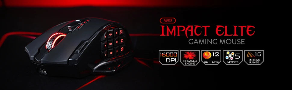 Redragon M913 RGB Gaming Mouse – 16000 DPI, Wired & Wireless, 16 Buttons