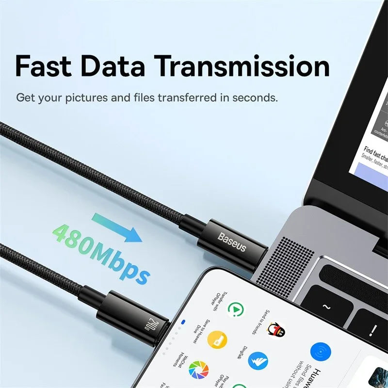 Baseus 240W USB-C Supercharge Cable – Fast Charging for iPhone & MacBook