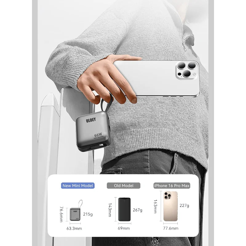 66W 100000mAh Power Bank Fast Charging PD 22W Portable Mini PowerBank for iPhone 17 16 15 Xiaomi External Battery Charger