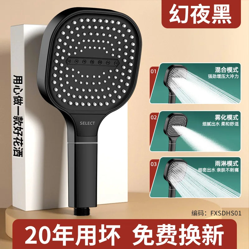 High Pressure Shower Head 13CM – 3 Modes, Massage Water Flow with Filter