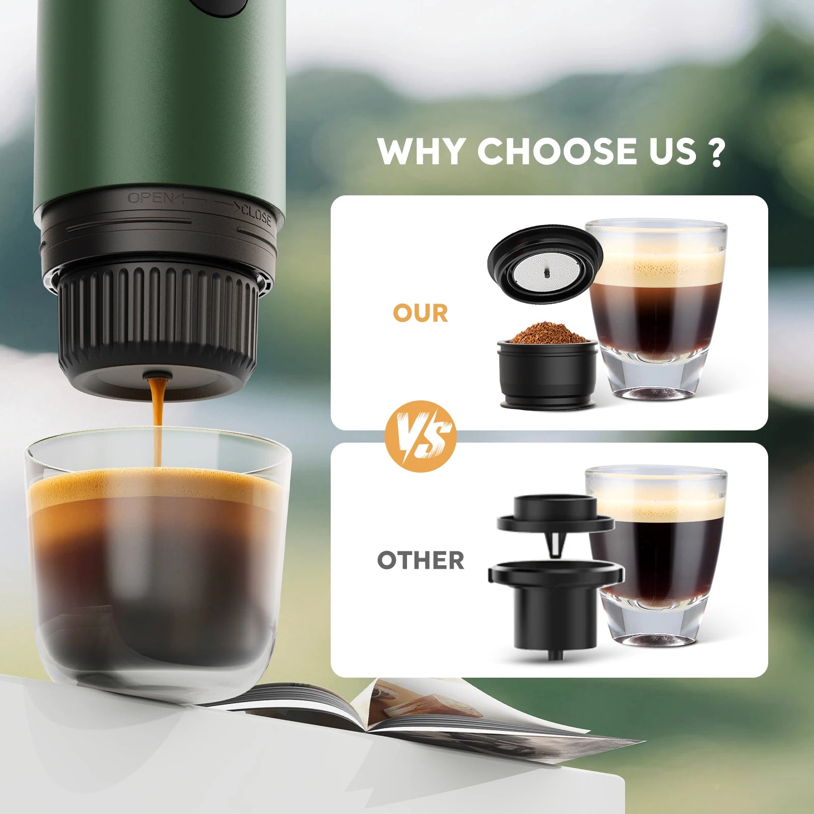 3-in-1 Travel Espresso Maker – Portable USB-C Self-Heating Coffee Machine