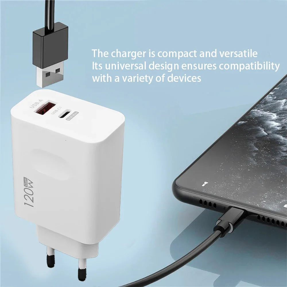 120W USB-C PD Charger Kit – Fast Charging for iPhone & Android