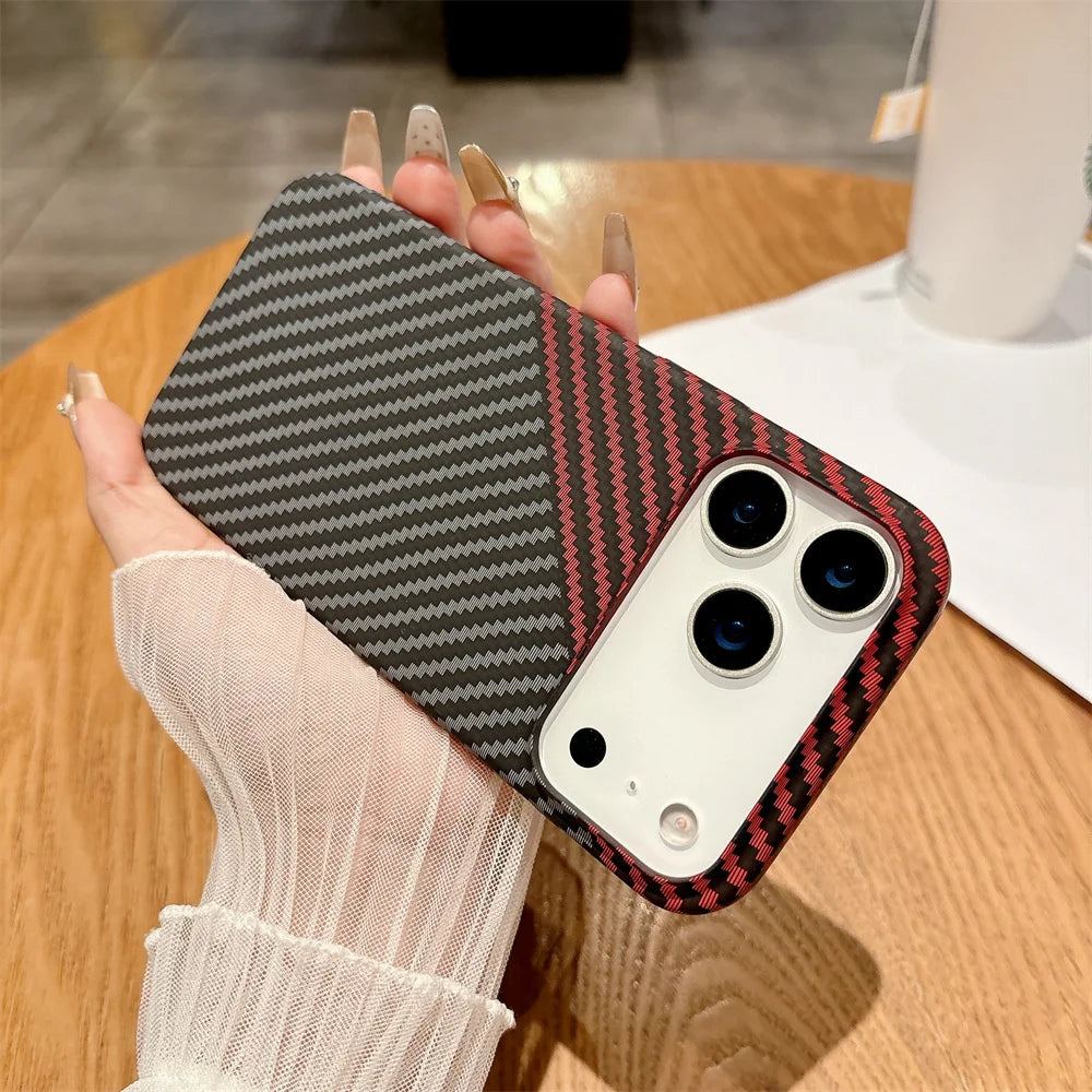 Magnetic Kevlar Carbon Fiber iPhone Case – Slim & Protective