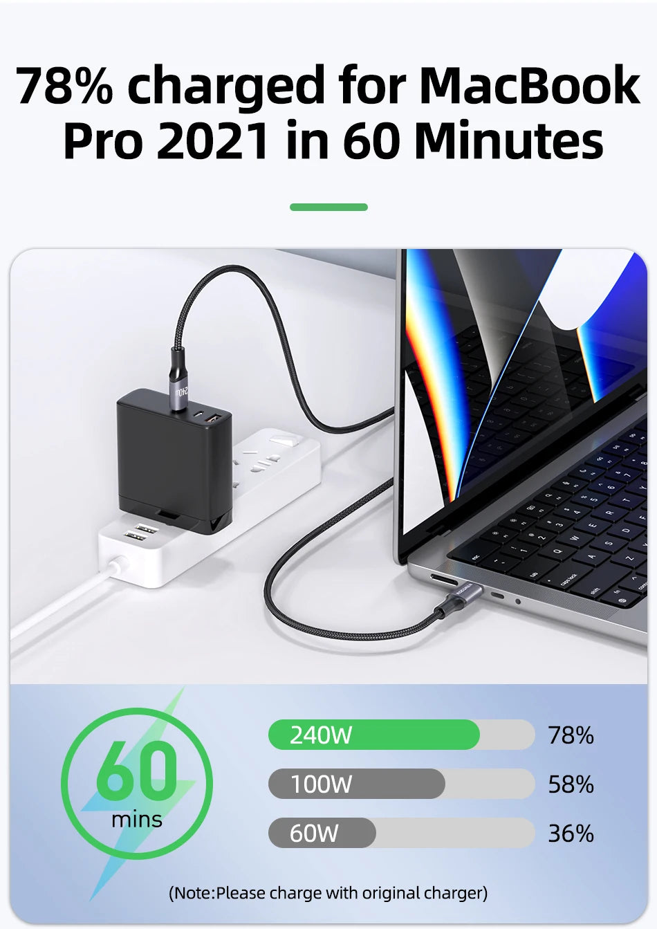 USB-C to USB-C 240W Cable – 2m PD 3.1 Fast Charger