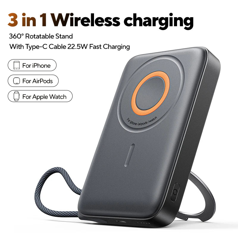 Magnetic 3-in-1 Wireless Power Bank – 10000mAh Fast Charge for Apple Devices
