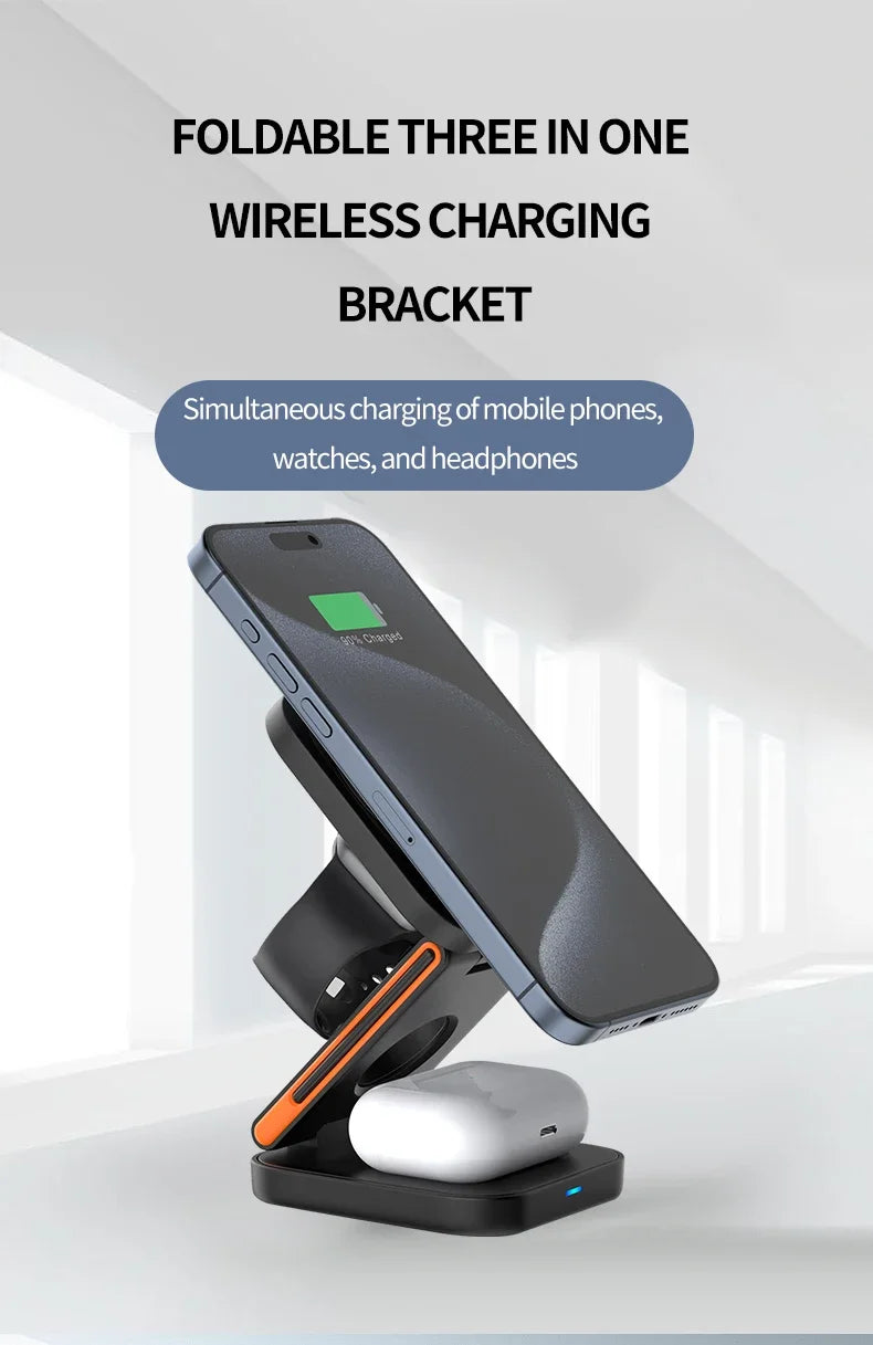 3-in-1 Foldable Wireless Charger – High-Power 30W
