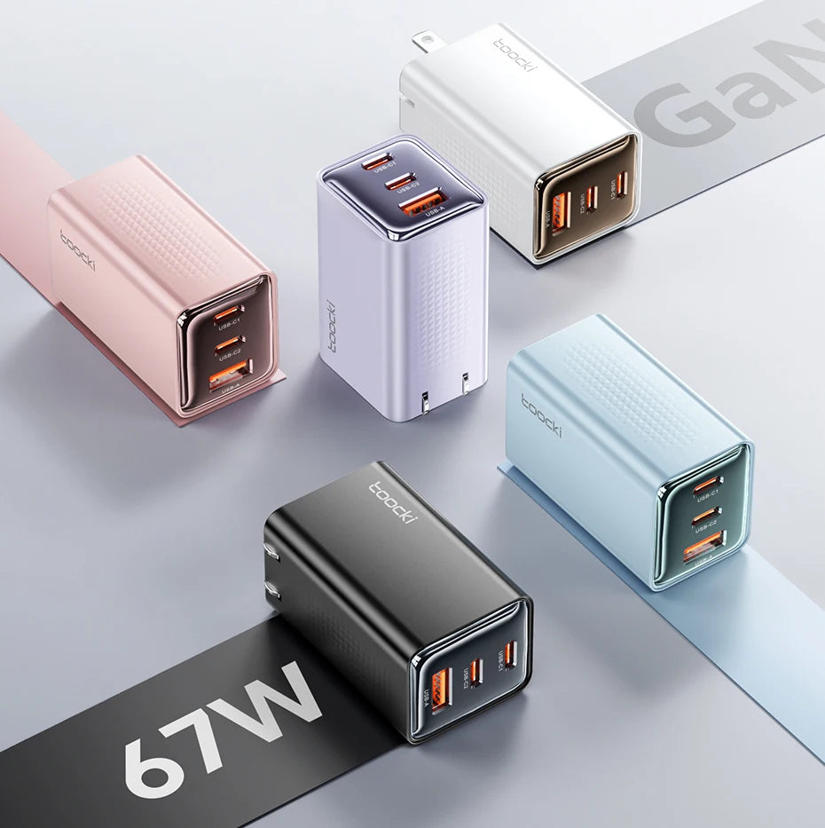 Toocki 67W GaN Charger – Fast USB-C PD for iPhone, MacBook & Samsung