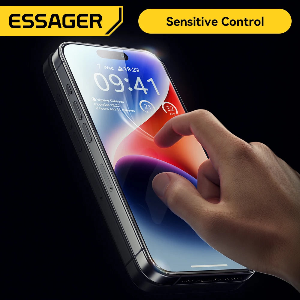 Essager Screen Protector for iPhone 15 14 13 Pro Max Ultra Slim Dustproof Full Tempered Glass Protection For iPhone 15 Pro Plus