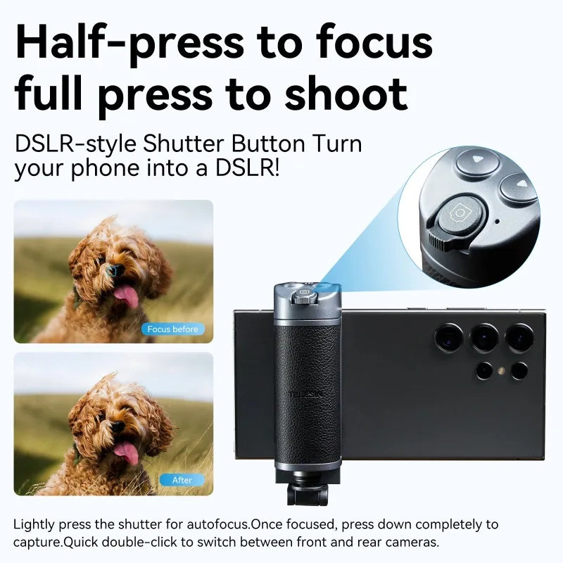 TELESIN Selfie Stick & Phone Holder – Camera Handle with Remote Adapter