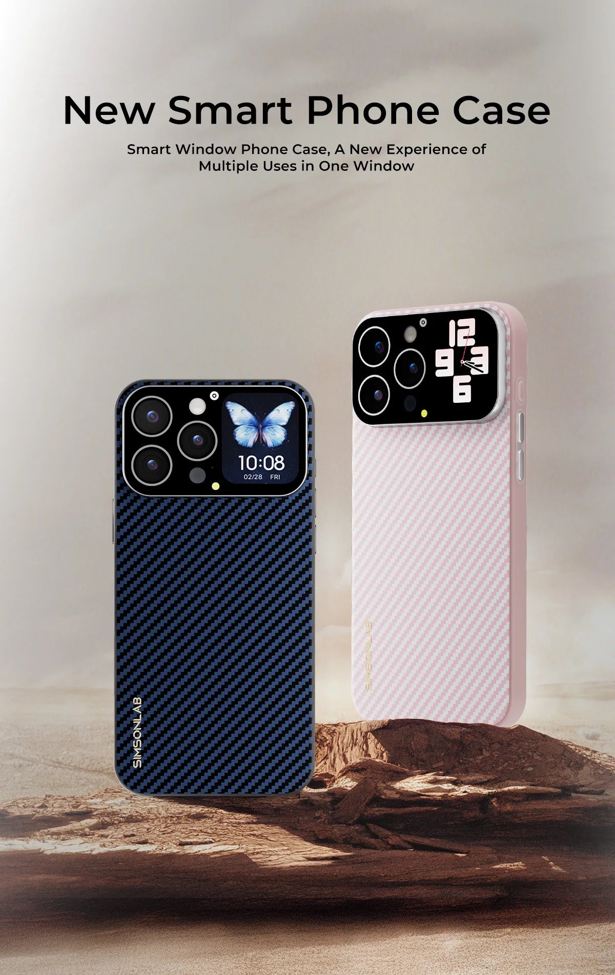 Smart Window Display Phone Case for iPhone 13–16 Series – Custom Video & Music Control