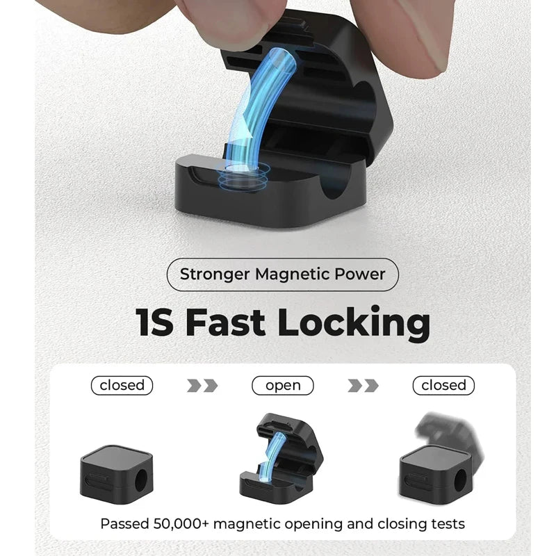 Magnetic Cable Clips – Adjustable Cord Holder for Desk, Wall & Car