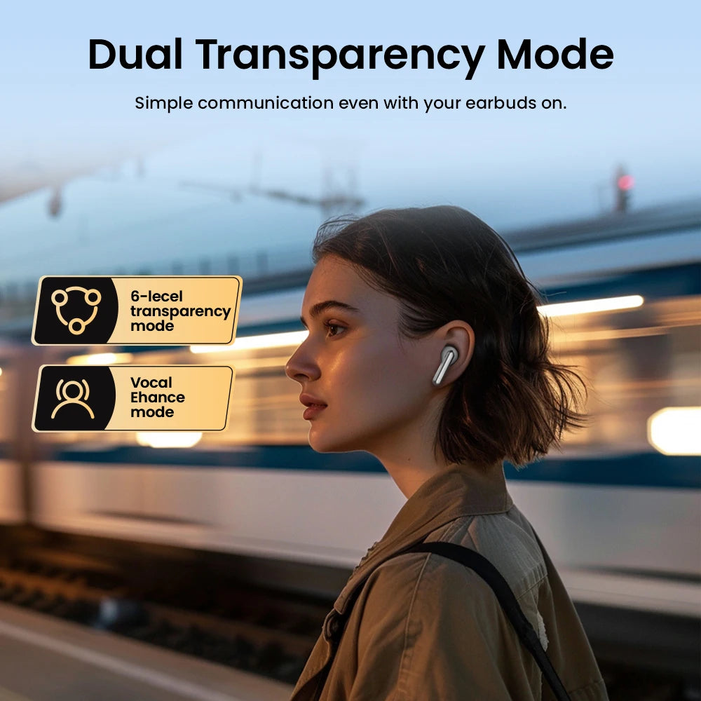 HAYLOU Mori Pro ANC Wireless Earbuds Bluetooth 5.4 Headphones 43dB Hi-Res Audio Noise Cancellation 6 Mics Earphones 28Hrs