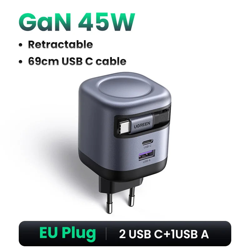 UGREEN PD 3.0 USB-C Retractable Charger – iPhone & MacBook