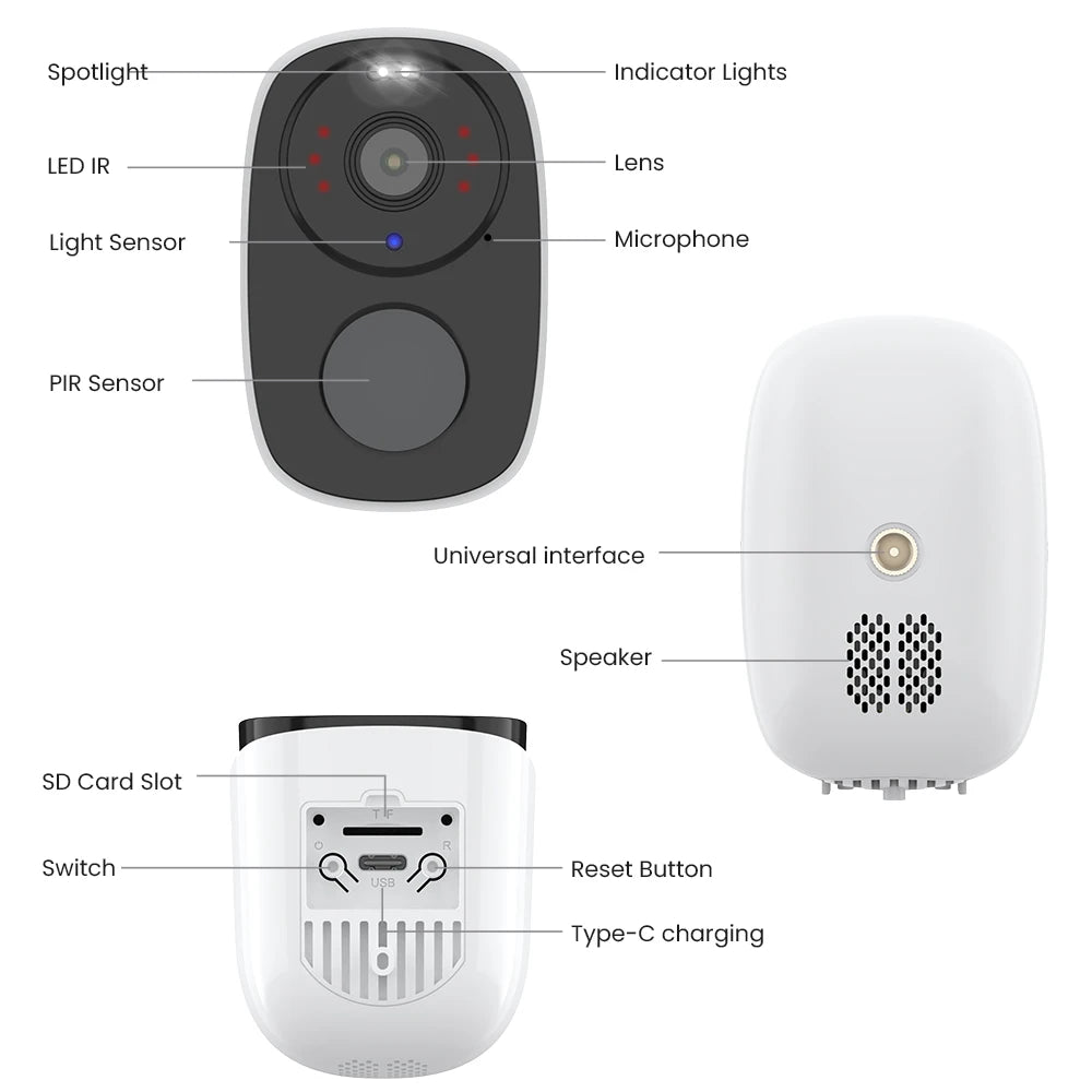 2K Wireless Security Camera – Battery Outdoor Spotlight & Siren