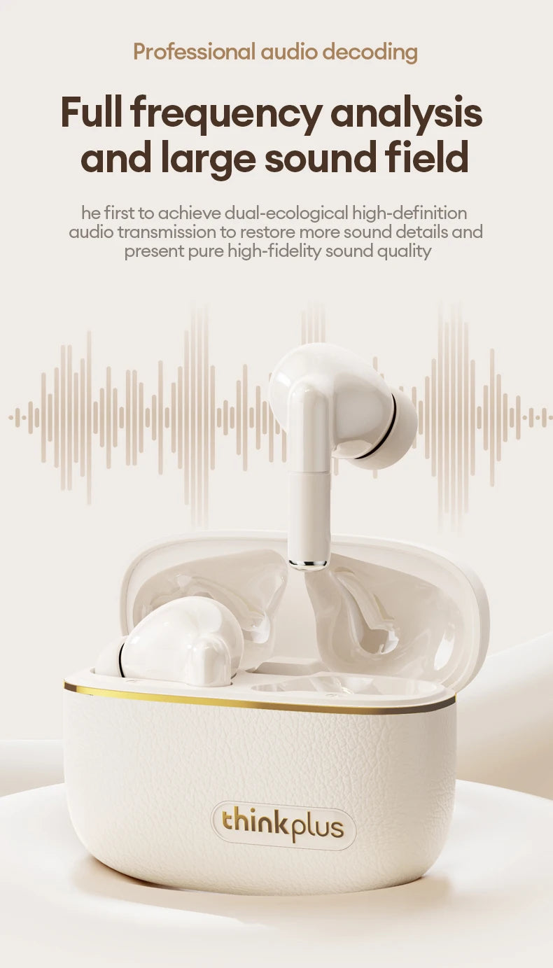 Lenovo LP27 Pro Bluetooth Earphones HIFI Stereo Sound Call Noise Reduction Wireless Headset Long Endurance Earbud Leather Design