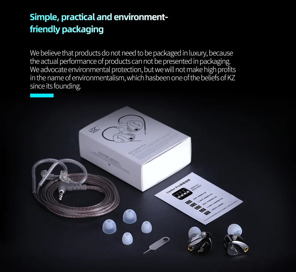 KZ Castor PRO 2DD Tunable In-Ear Earphones – High-Fidelity Wired IEM