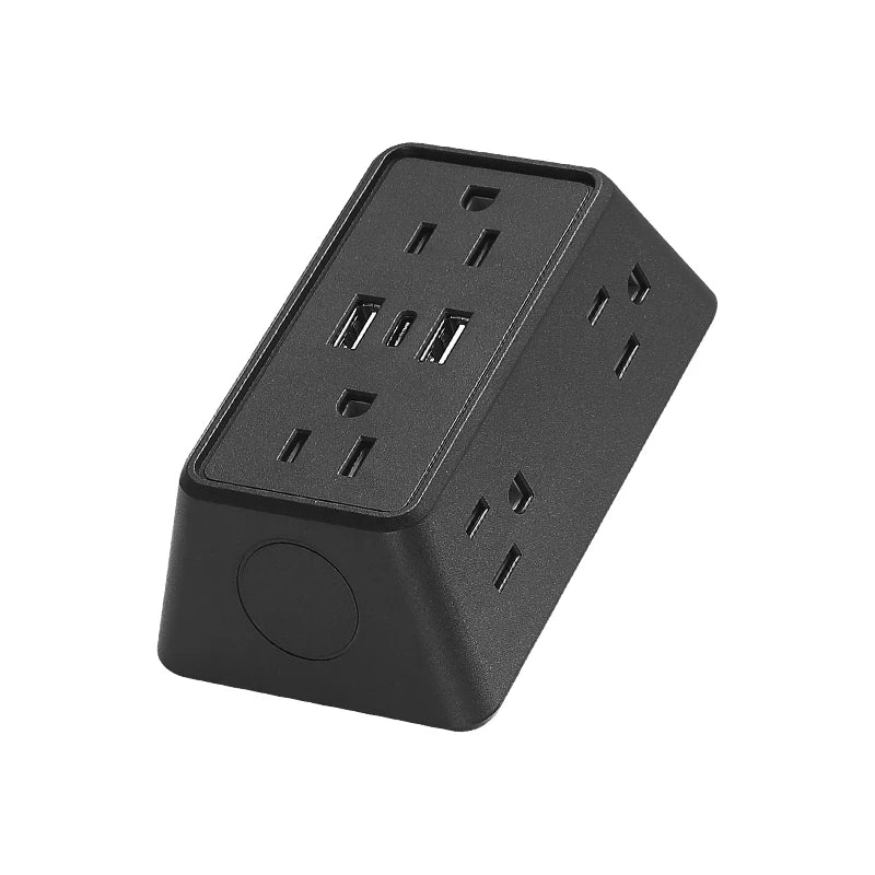 9-in-1 Wall Plug Power Adapter – 6 AC Outlets with 2 USB & 1 USB-C Charging