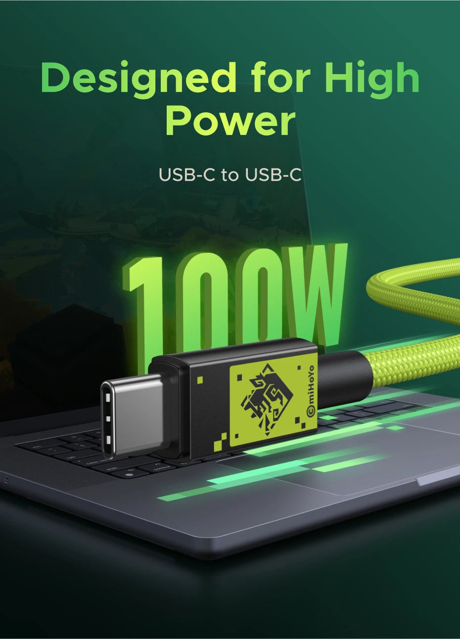 UGREEN Genshin Impact USB-C Cable – 100W Fast Charge for iPhone & Samsung