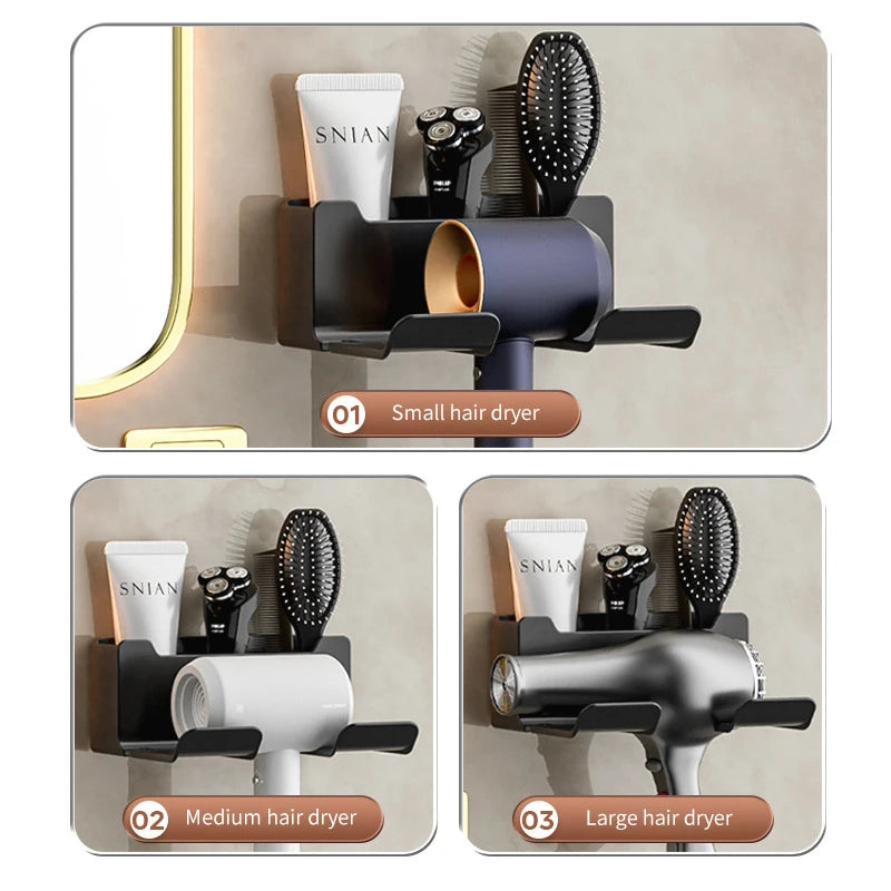 Wall-Mounted Hair Dryer Holder – Bathroom Organizer