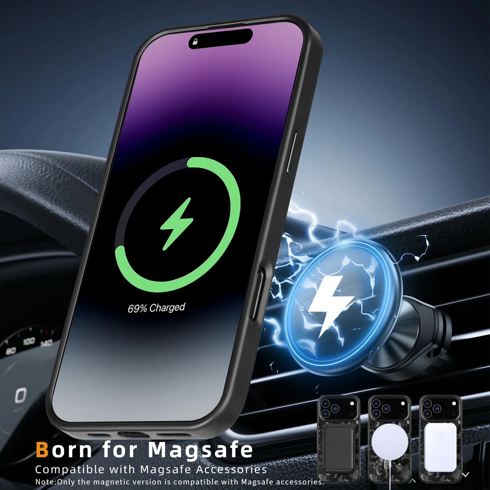 Forged Carbon Fiber Case for iPhone 17 17Air 17Pro 17 Pro Max with Magsafe and Metal Camera Lens /Buttons Anti-drop Phone Cover
