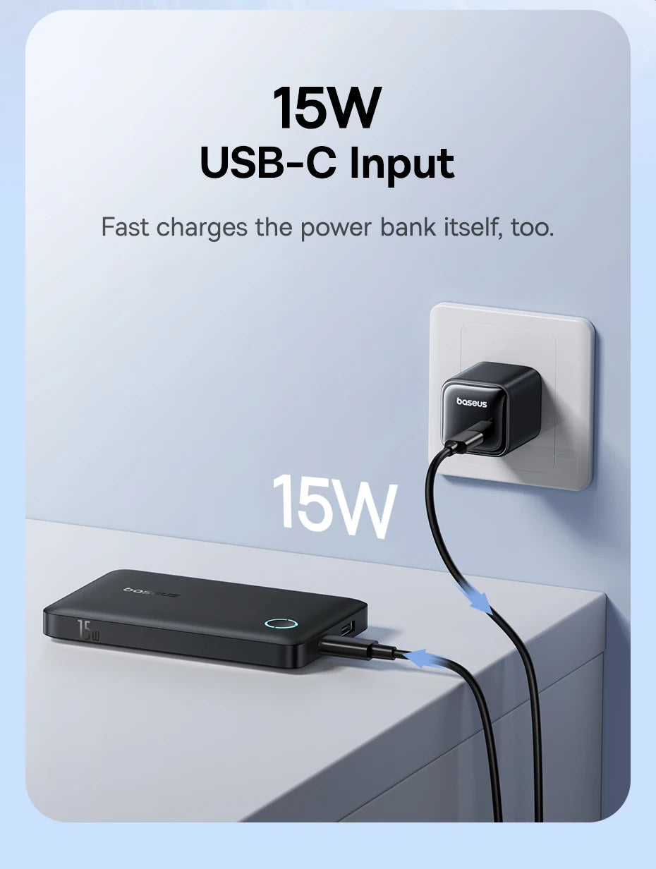 Baseus FP11 10,000mAh Power Bank – 15W PD Fast Charge, USB-C