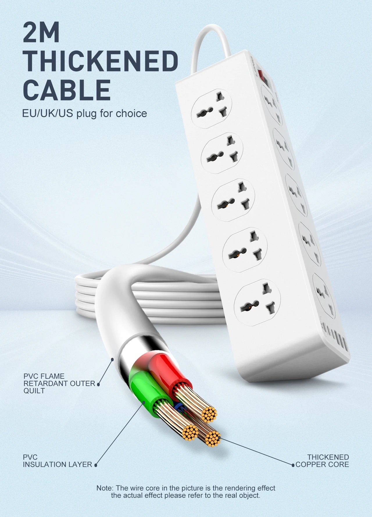 LDNIO Power Strip – 10 AC Outlets with USB-C, Surge Protector, 2M Extension Cord