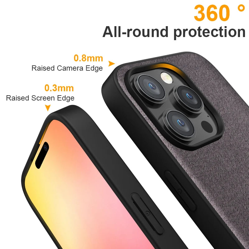 Luxury Textile PU Leather Case for iPhone 17 Series – Slim Shockproof Cover