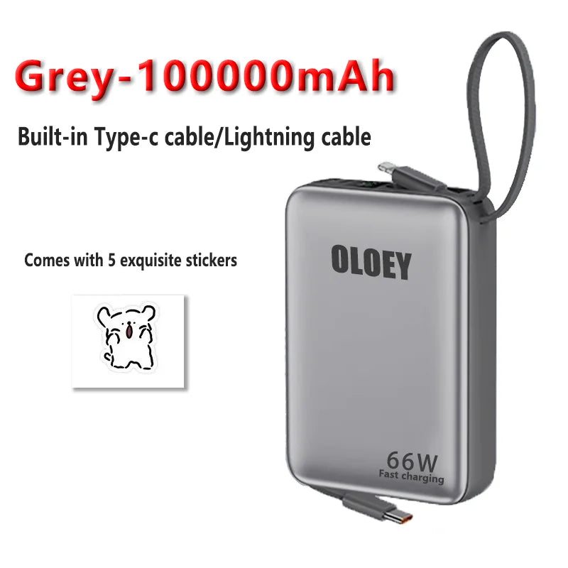 66W 100000mAh Power Bank Fast Charging PD 22W Portable Mini PowerBank for iPhone 17 16 15 Xiaomi External Battery Charger
