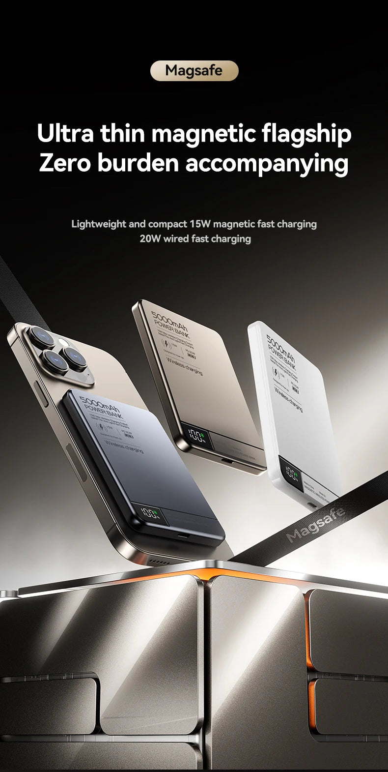Magnetic Wireless Power Bank – Fast Charging for Magsafe iPhone