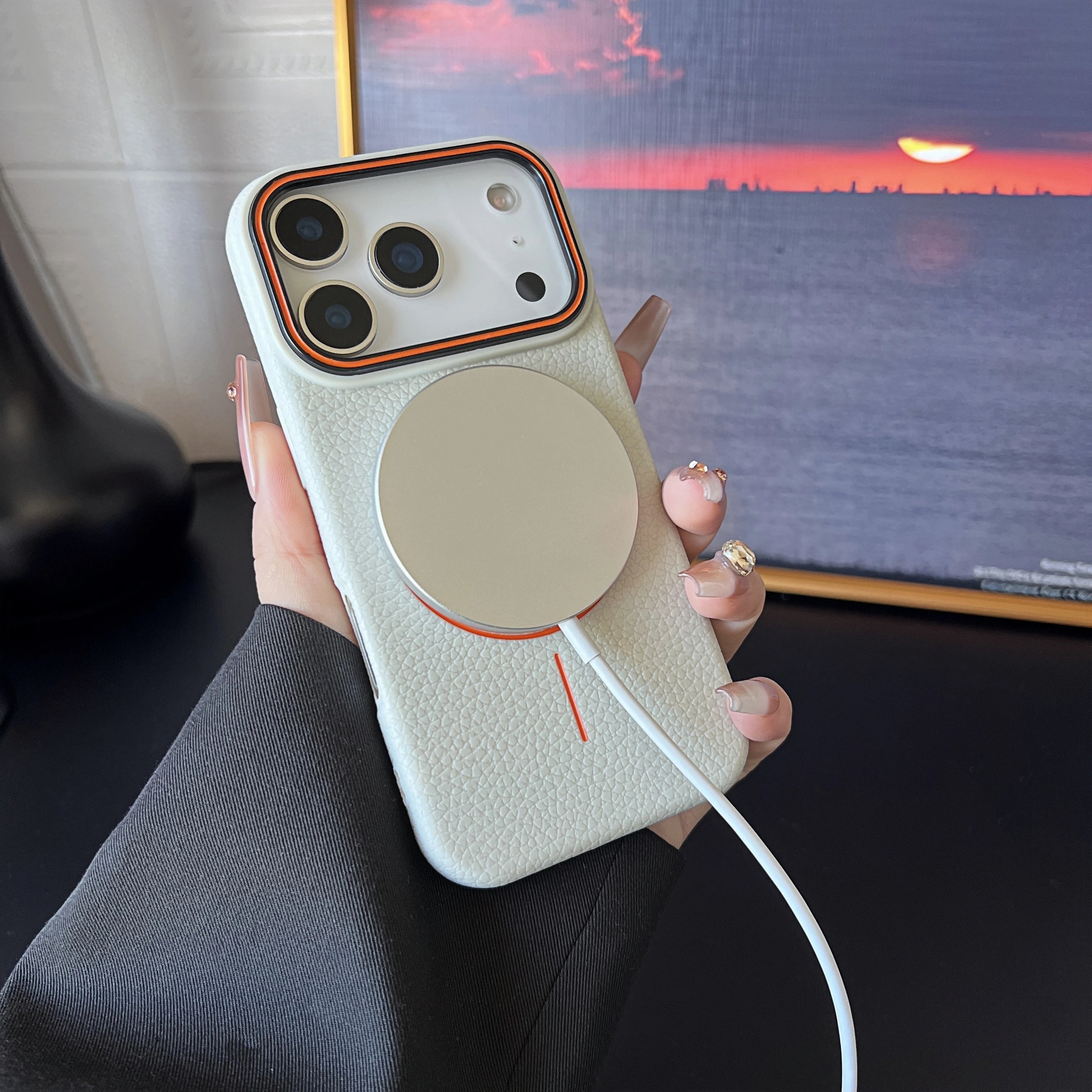 Frosted Hit Color Lichee Pattern Magnetic TPU Case – iPhone 17 Series & More