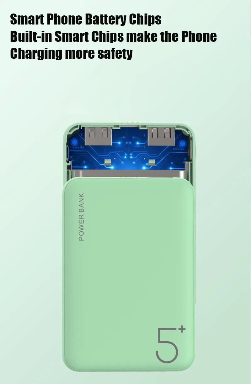 Portable 5000mAh Power Bank – Fast Charge Dual USB-C for Phones