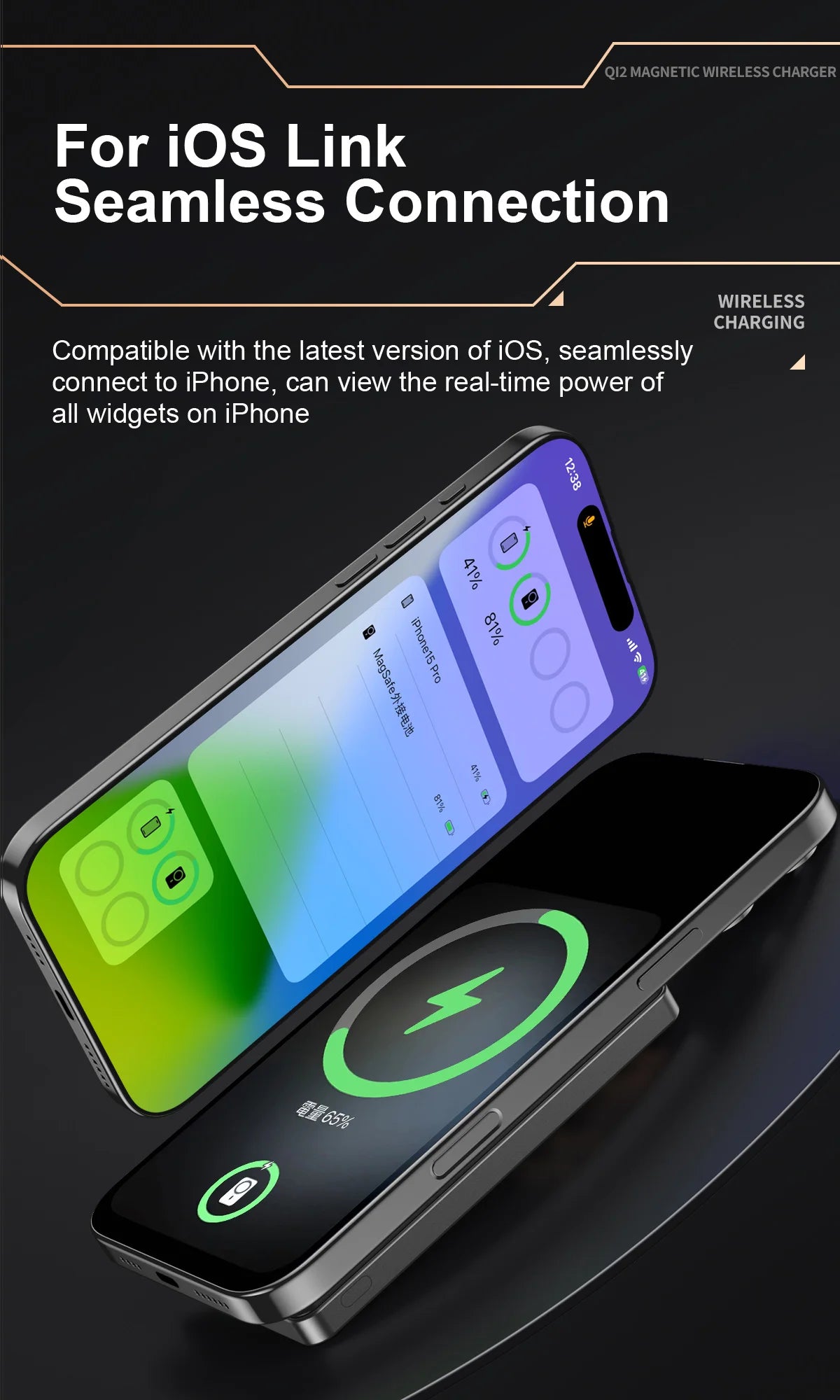 15W Wireless Magnetic Power Bank – LCD Display, iPhone, AirPods & Watch Charging